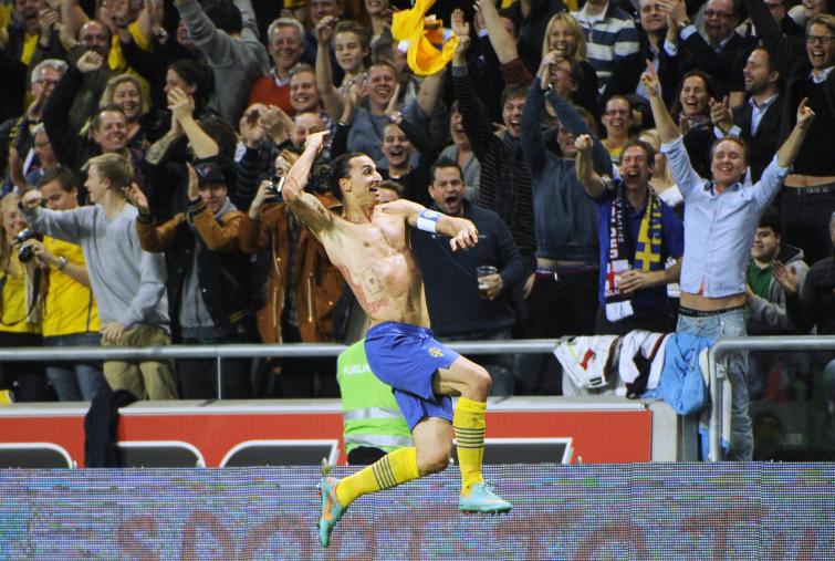Zlatan celebrates his fourth goalPhoto: Fredrik Sandberg/Scanpix (File)