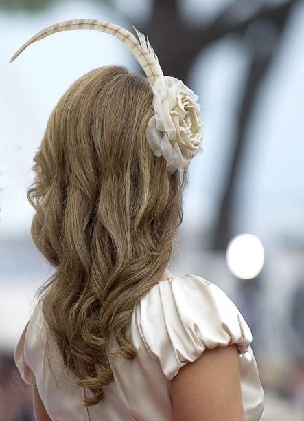 Madeleine chose a feather fascinator for the Monte Carlo wedding of Prince Albert and Charlene Wittstock.Photo: Maja Suslin/Scanpix 