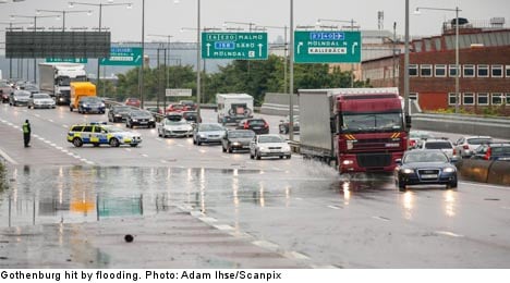 Gothenburg traffic hit by severe downpour