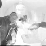 The Icehotel is not just a hotel, it's also an art project. It was created by the Swedish entrepreneur Yngve Bergqvist in the winter of 1989/1990. Photo: Photographer unknown/Icehotel (One of the very first ice bars, early 1990's)