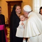 Princess Madeleine, Princess Leonore and Queen Silvia meet Pope Francis in Rome on April 27th, 2015.Photo: Henrik Montgomery/TT