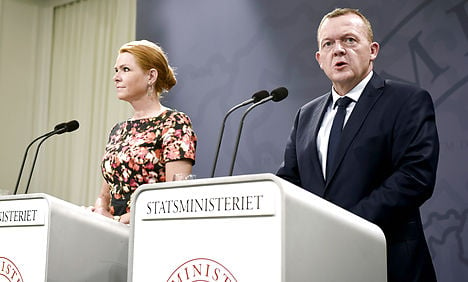 Integration Minister Inger Støjberg and PM Lars Løkke Rasmussen at Thursday's press conference. Photo: Niels Ahlmann Olesen/Scanpix 
