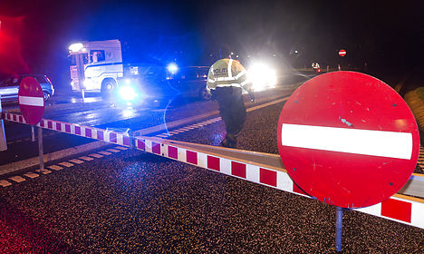 Police shut down Lillebælt Bridge on Sunday evening. Photo: Claus Fisker/Scanpix