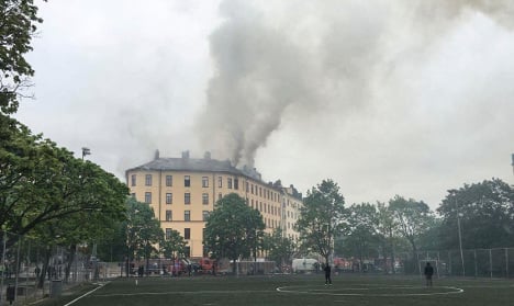 Intense fire burns in Swedish capital apartment block