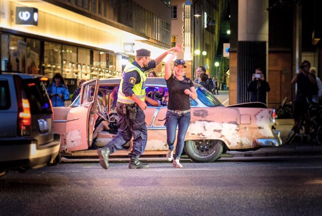 Swedish policeman halts traffic to ask a stranger for a dance: viral image