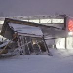 Part of a department store collapses after heavy snowfall.Photo: Andreas Hillergren/TT