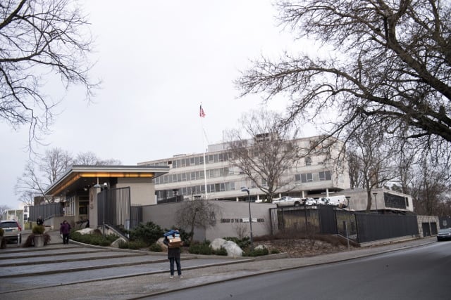 Fireworks thrown at Stockholm US embassy during neo-Nazi protest
