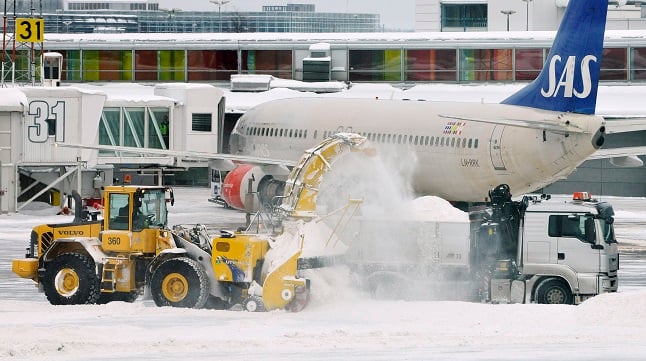 Snow causes flight cancellations and delays from Stockholm