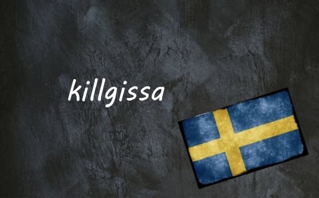 the word killgissa on a black background beside a swedish flag